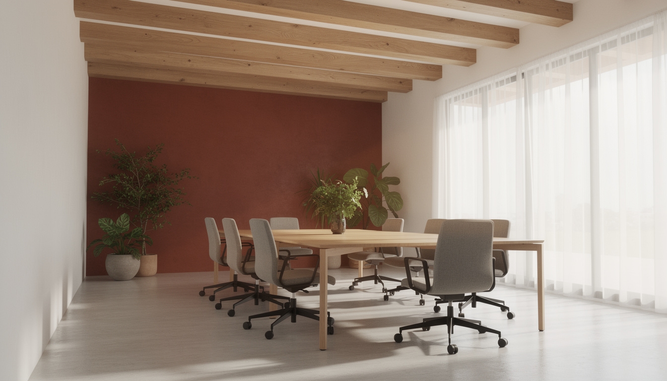 Interior de la oficina de Cucexu en Guadalajara: espacio luminoso con materiales cálidos y diseño contemporáneo